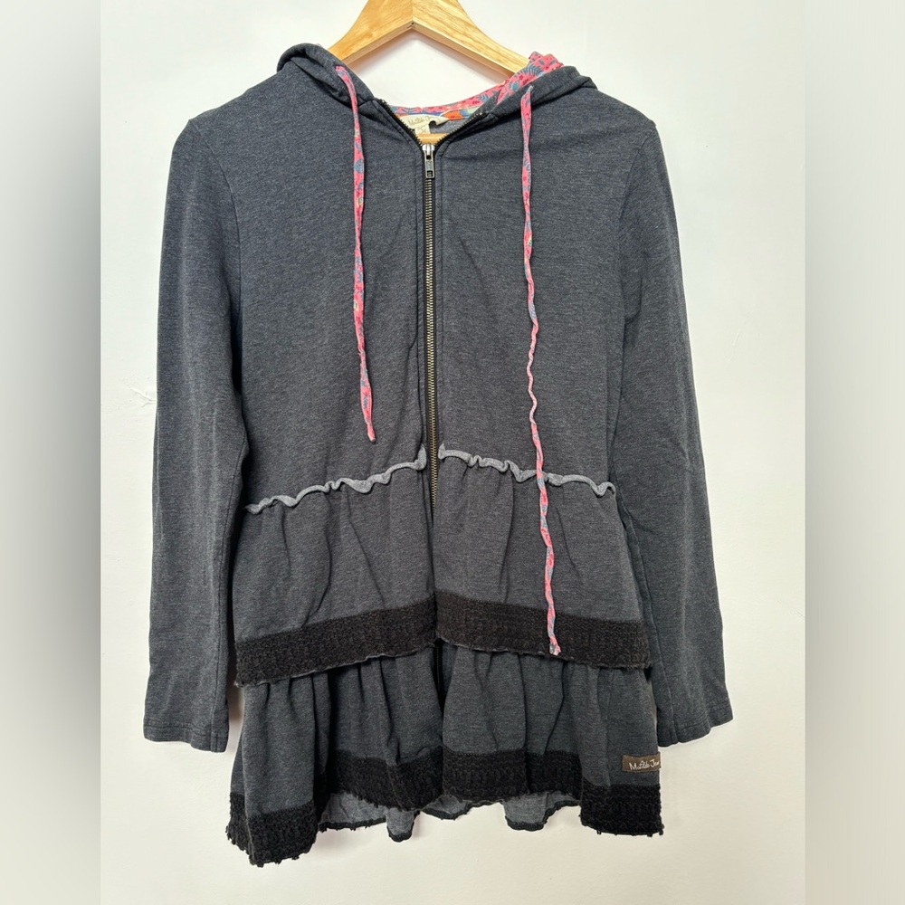 Matilda Jane gray wise and wonderful ruffle full zip hoodie jacket size small - Picture 3 of 6
